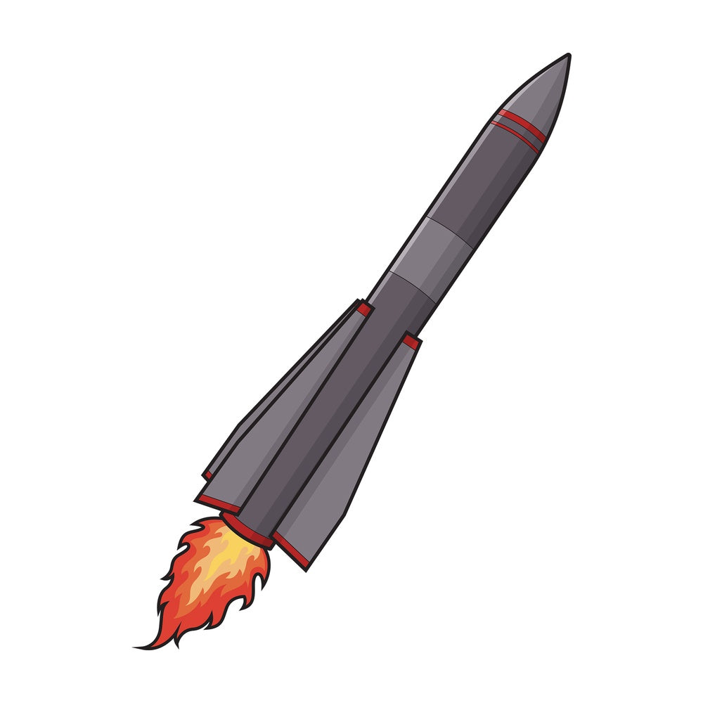 Cartoon intercontinental missile. PNG - JPG and vector EPS file formats (infinitely scalable). Image isolated on transparent background.