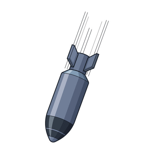 Cartoon bomb dropping. PNG - JPG and vector EPS file formats (infinitely scalable). Image isolated on transparent background.