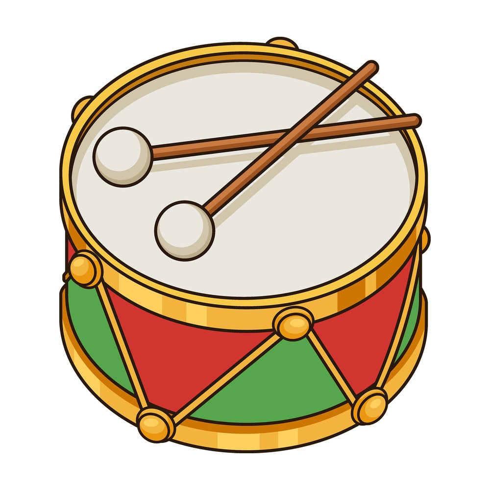 Cartoon christmas drum. PNG - JPG and vector EPS file formats (infinitely scalable). Image isolated on transparent background.