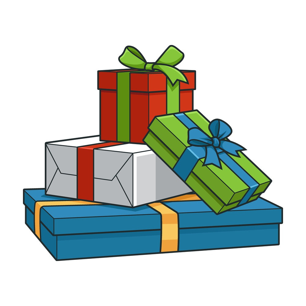 Cartoon christmas presents. PNG - JPG and vector EPS file formats (infinitely scalable). Image isolated on transparent background.