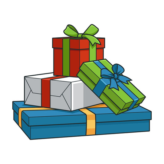 Cartoon christmas presents. PNG - JPG and vector EPS file formats (infinitely scalable). Image isolated on transparent background.