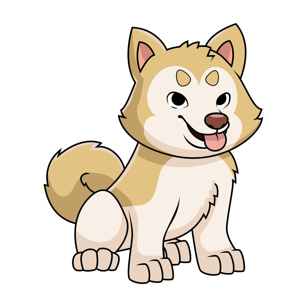 Akita puppy sticking tongue out. PNG - JPG and vector EPS file formats (infinitely scalable). Image isolated on transparent background.