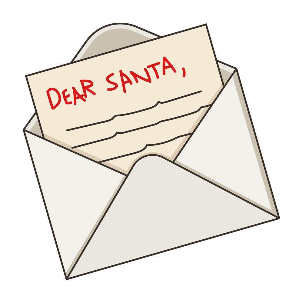Cartoon christmas letter to santa claus. PNG - JPG and vector EPS file formats (infinitely scalable). Image isolated on transparent background.