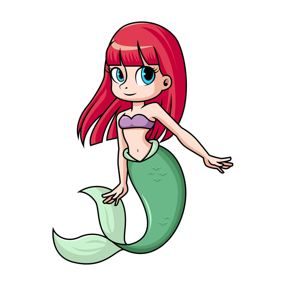 Cute mermaid. PNG - JPG and vector EPS file formats (infinitely scalable). Image isolated on transparent background.