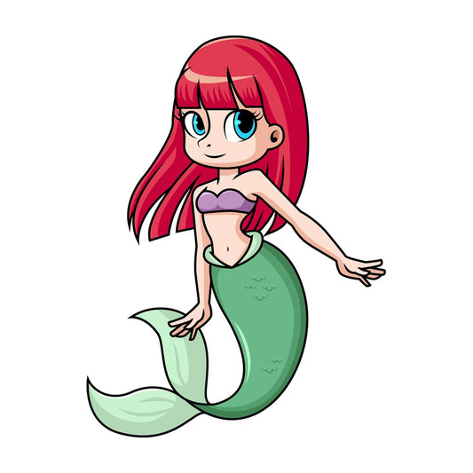 Cute mermaid. PNG - JPG and vector EPS file formats (infinitely scalable). Image isolated on transparent background.