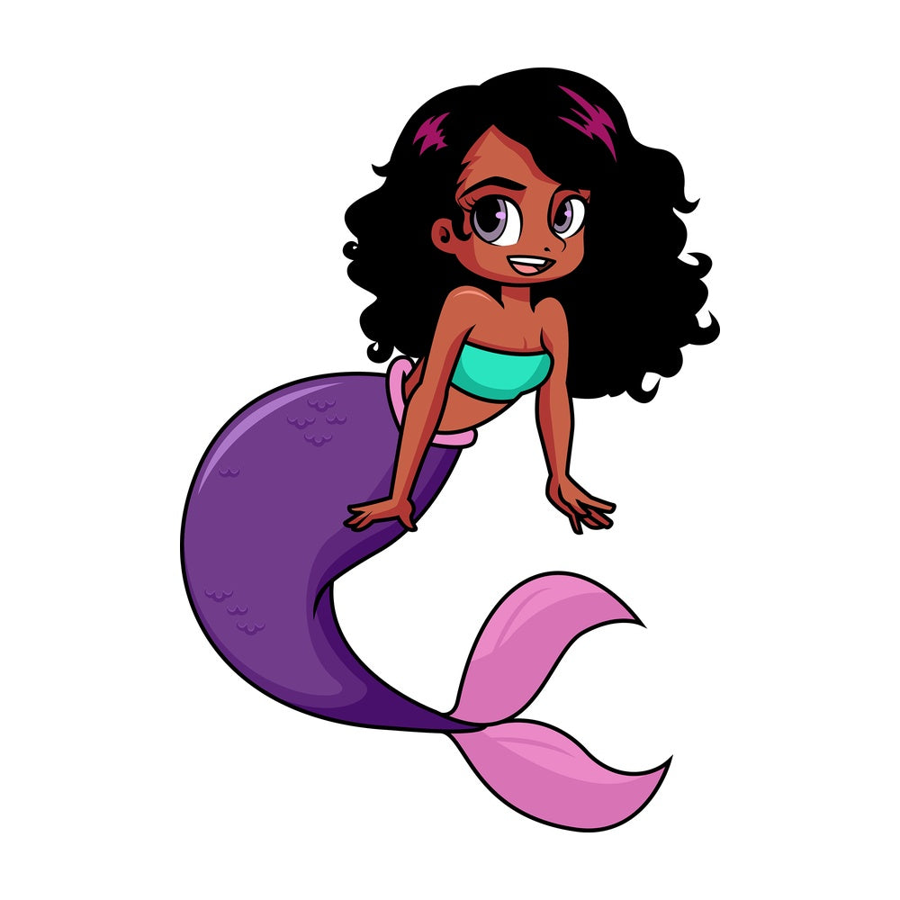 Black mermaid. PNG - JPG and vector EPS file formats (infinitely scalable). Image isolated on transparent background.