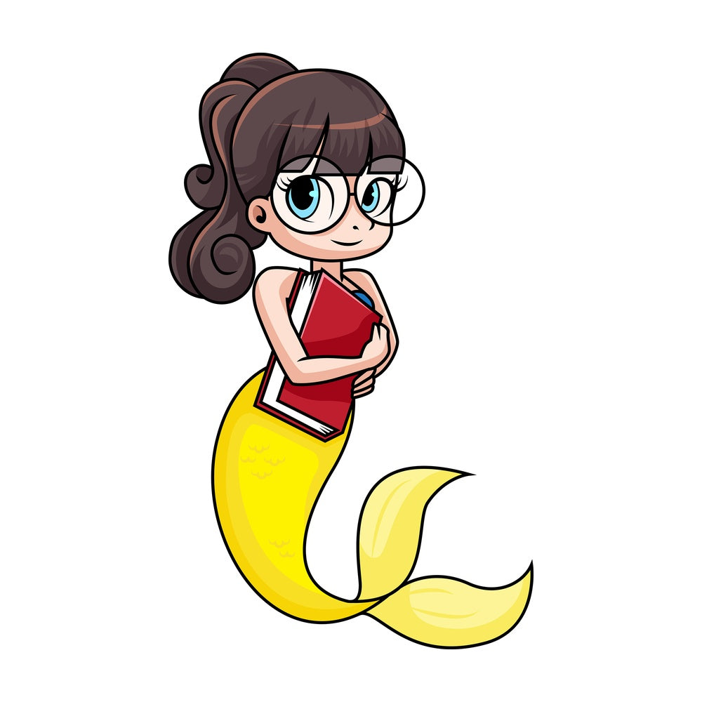 Geeky mermaid. PNG - JPG and vector EPS file formats (infinitely scalable). Image isolated on transparent background.