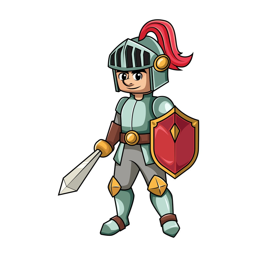 Knight holding sword and shield. PNG - JPG and vector EPS file formats (infinitely scalable). Image isolated on transparent background.