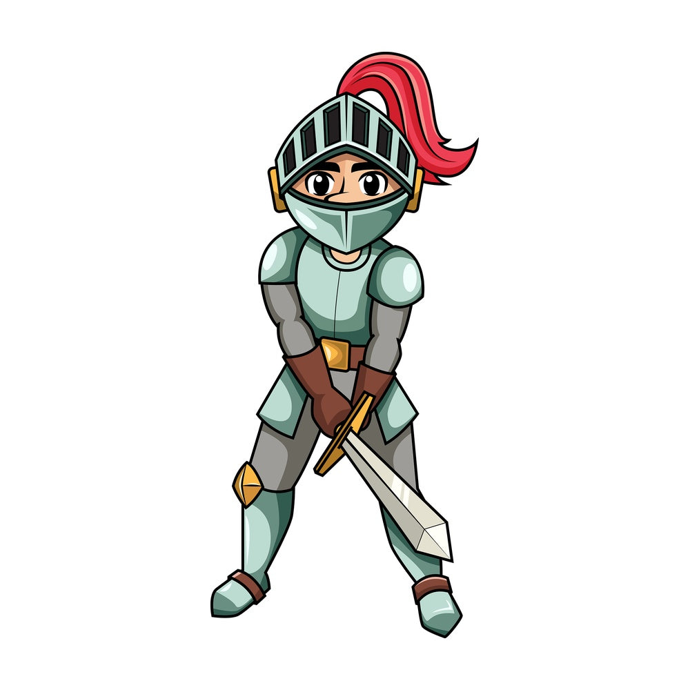 Knight attacking with sword. PNG - JPG and vector EPS file formats (infinitely scalable). Image isolated on transparent background.