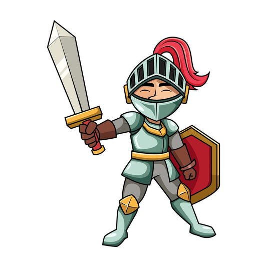 Victorious knight raising sword. PNG - JPG and vector EPS file formats (infinitely scalable). Image isolated on transparent background.
