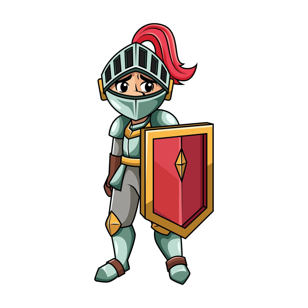 Defeated humiliated knight. PNG - JPG and vector EPS file formats (infinitely scalable). Image isolated on transparent background.