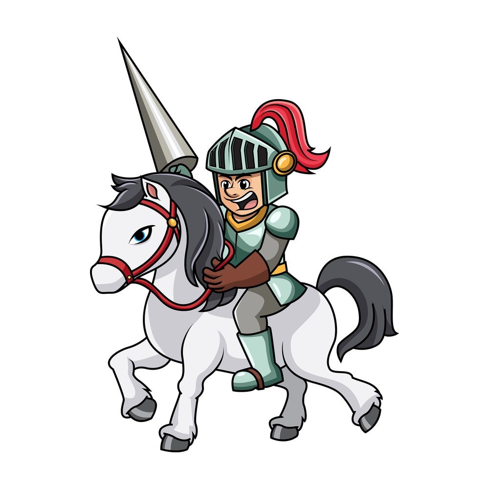 Knight charging with horse. PNG - JPG and vector EPS file formats (infinitely scalable). Image isolated on transparent background.