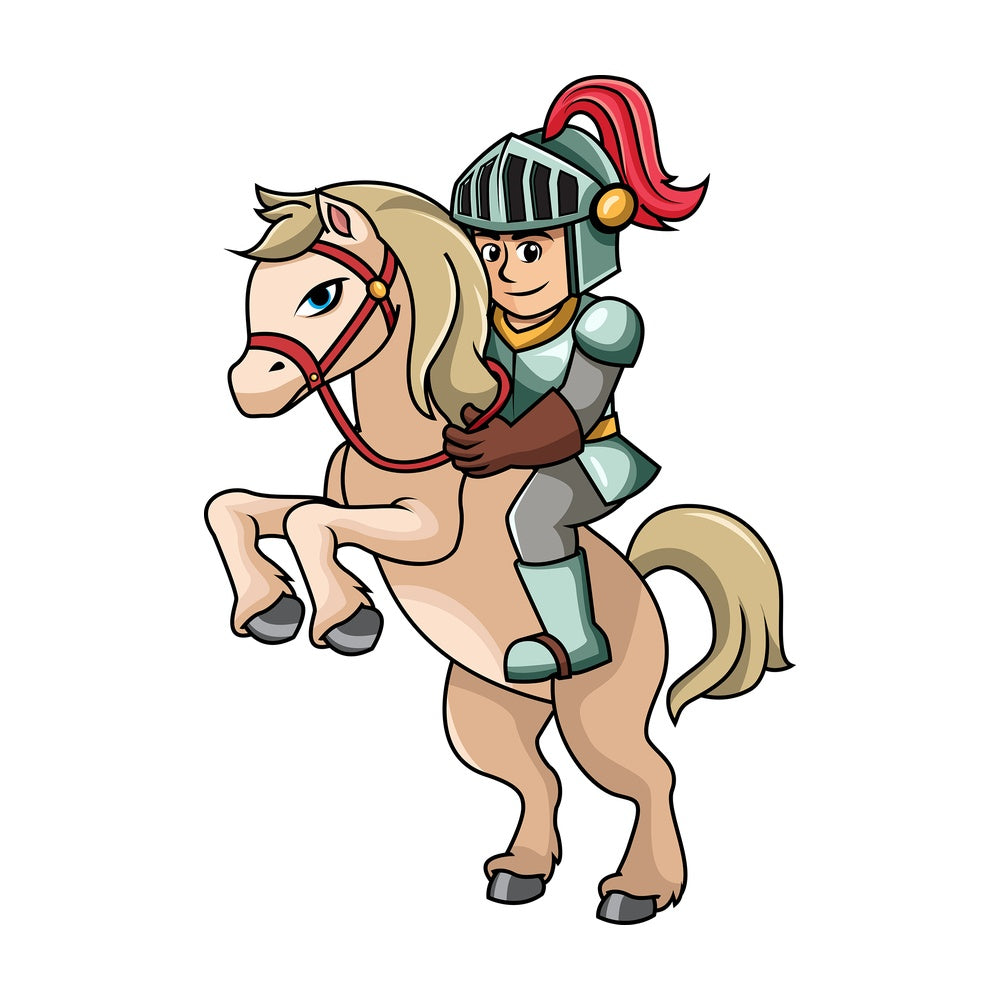 Iron knight on rearing horse. PNG - JPG and vector EPS file formats (infinitely scalable). Image isolated on transparent background.