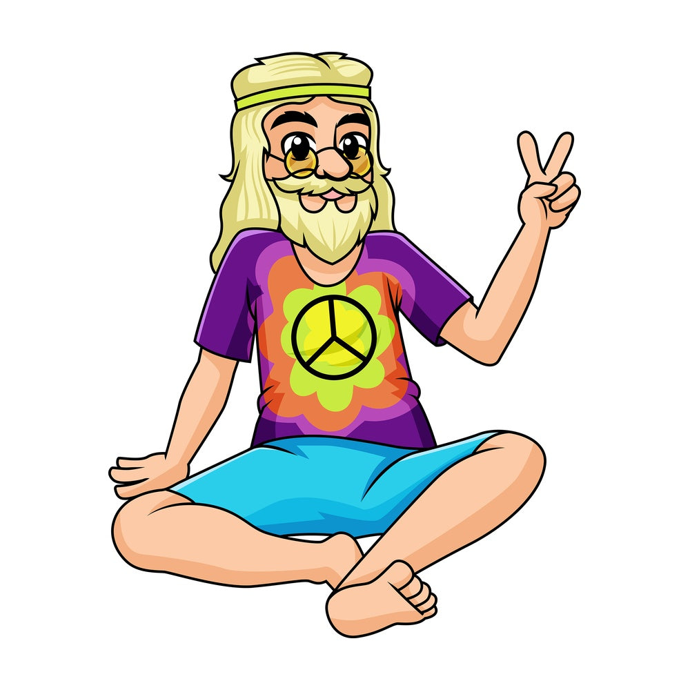 Hippie man peace sign. PNG - JPG and vector EPS file formats (infinitely scalable). Image isolated on transparent background.