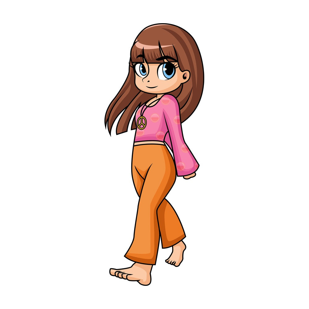 Hippie girl peace sign necklace. PNG - JPG and vector EPS file formats (infinitely scalable). Image isolated on transparent background.