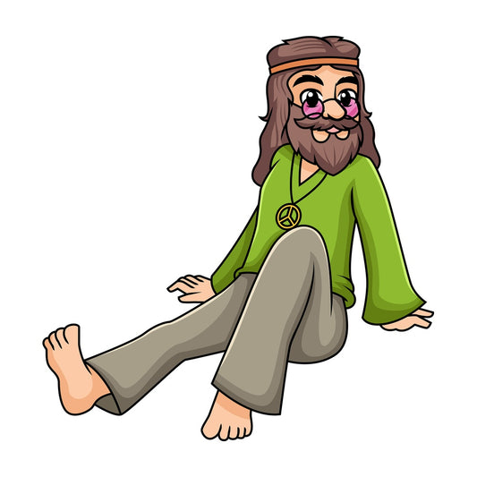 Hippie chilling out. PNG - JPG and vector EPS file formats (infinitely scalable). Image isolated on transparent background.