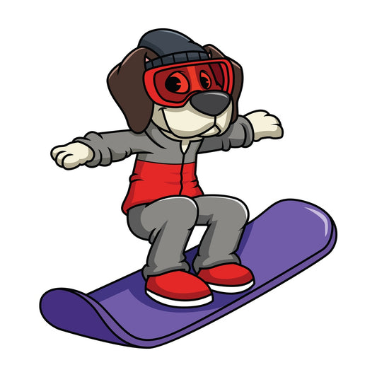 Beagle dog snowboarding. PNG - JPG and vector EPS file formats (infinitely scalable). Image isolated on transparent background.