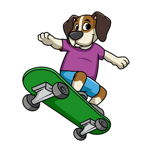 Beagle dog skateboarding. PNG - JPG and vector EPS file formats (infinitely scalable). Image isolated on transparent background.