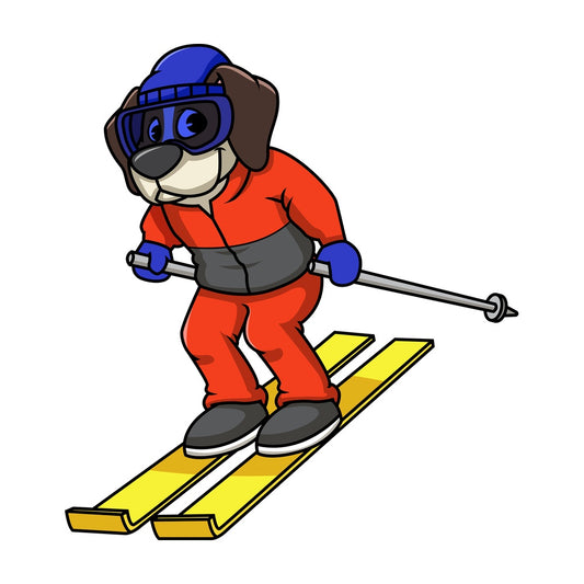 Beagle dog skiing. PNG - JPG and vector EPS file formats (infinitely scalable). Image isolated on transparent background.