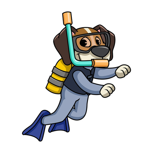 Beagle dog scuba diving. PNG - JPG and vector EPS file formats (infinitely scalable). Image isolated on transparent background.