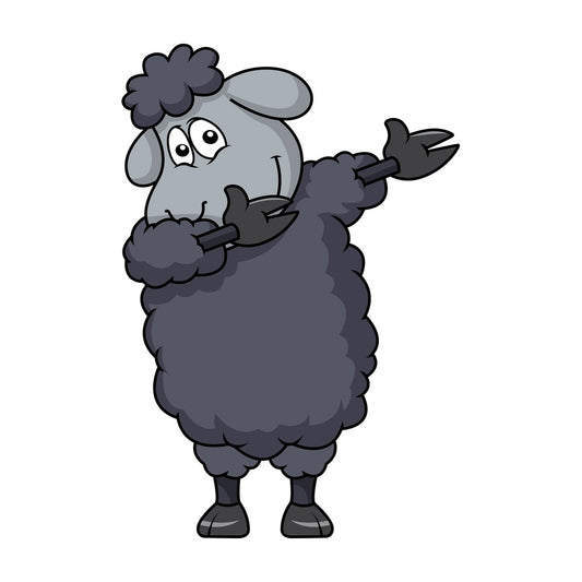 Dabbing black sheep. PNG - JPG and vector EPS file formats (infinitely scalable). Image isolated on transparent background.