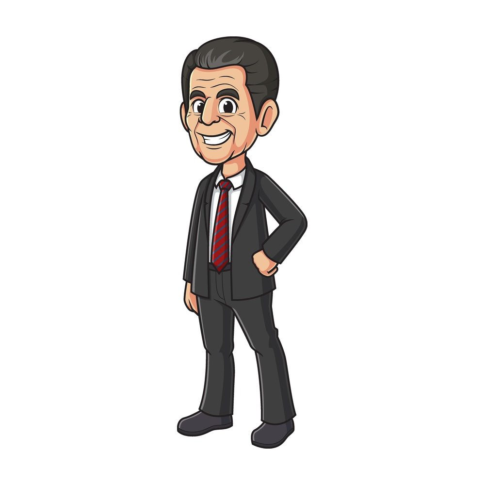 Cartoon ronald reagan. PNG - JPG and vector EPS file formats (infinitely scalable). Image isolated on transparent background.