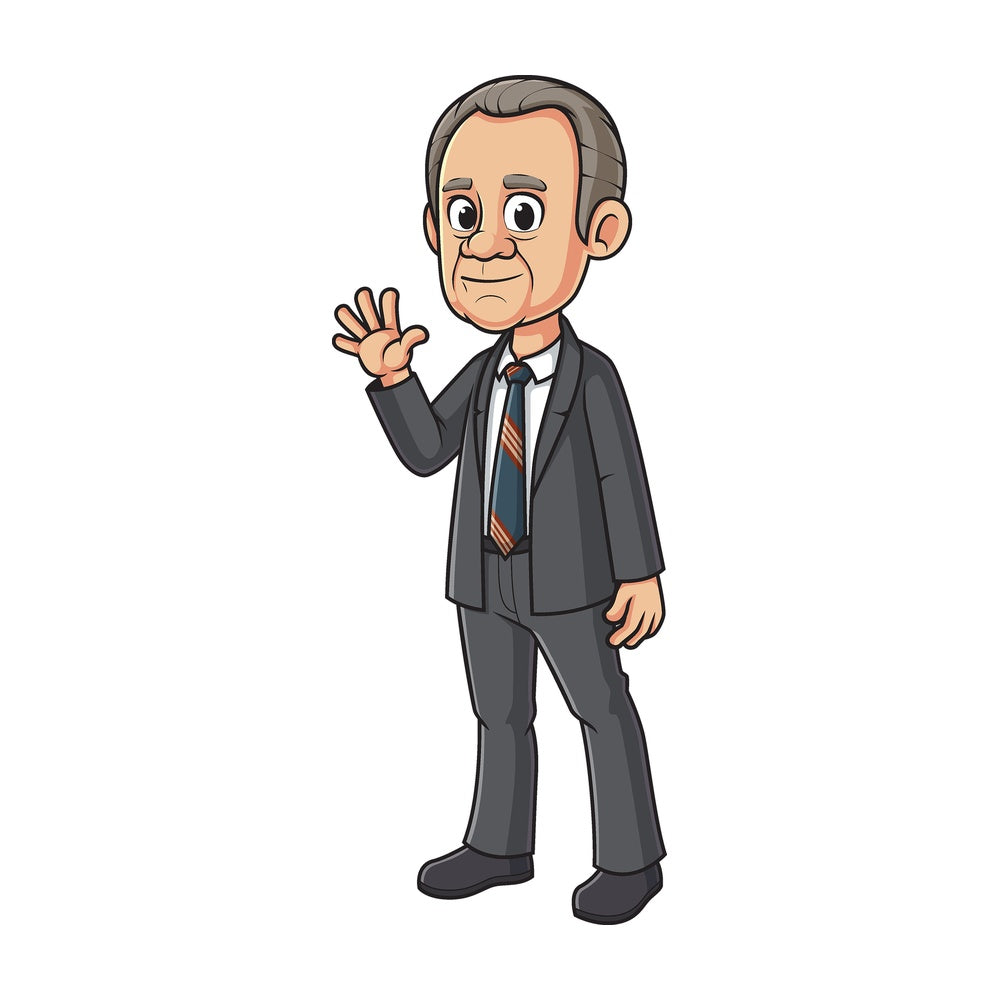 Cartoon gerald ford. PNG - JPG and vector EPS file formats (infinitely scalable). Image isolated on transparent background.