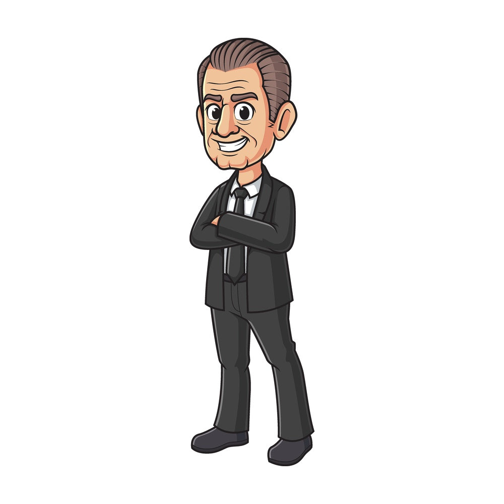 Cartoon lyndon b johnson. PNG - JPG and vector EPS file formats (infinitely scalable). Image isolated on transparent background.