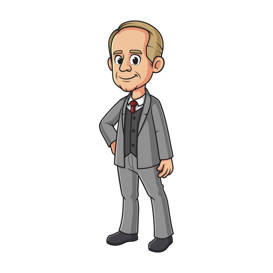 Cartoon calvin coolidge. PNG - JPG and vector EPS file formats (infinitely scalable). Image isolated on transparent background.