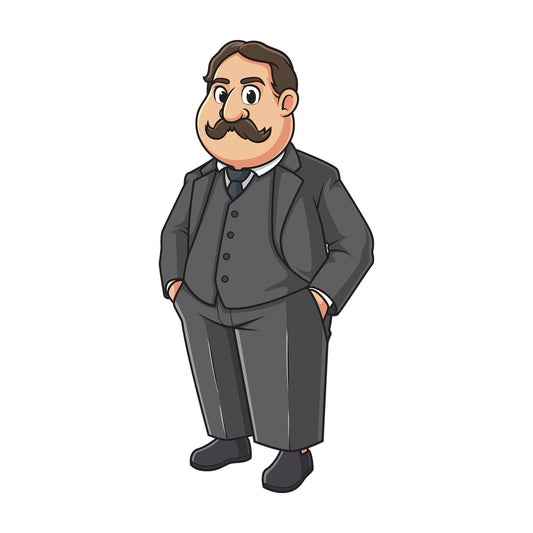 Cartoon william howard taft. PNG - JPG and vector EPS file formats (infinitely scalable). Image isolated on transparent background.