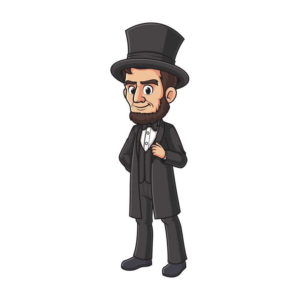 Cartoon abraham lincoln. PNG - JPG and vector EPS file formats (infinitely scalable). Image isolated on transparent background.