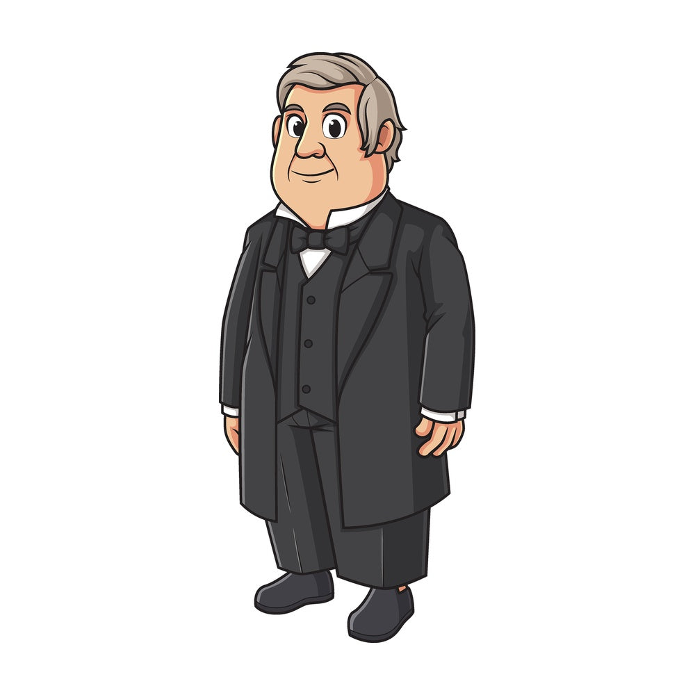 Cartoon millard fillmore. PNG - JPG and vector EPS file formats (infinitely scalable). Image isolated on transparent background.