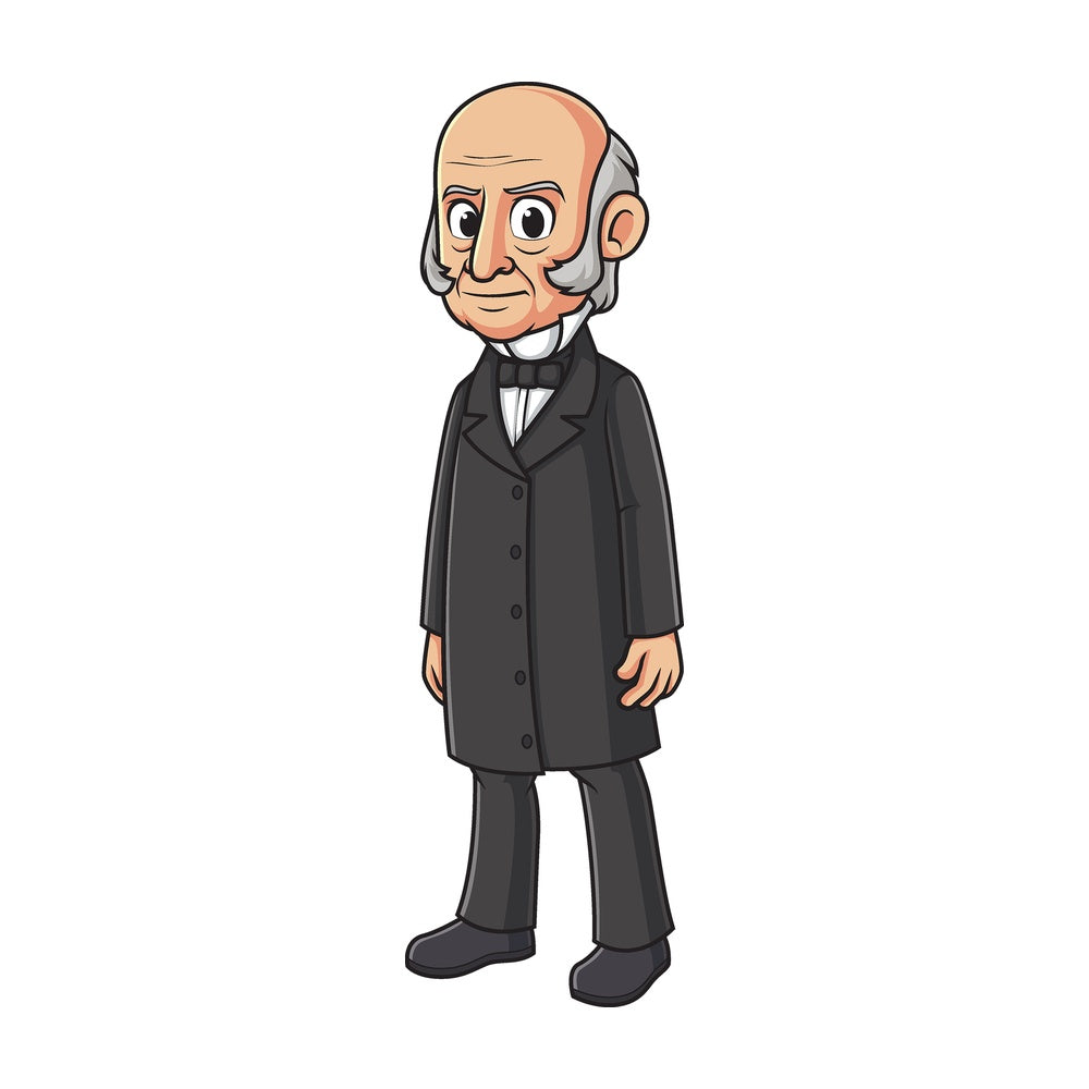 Cartoon john quincy adams. PNG - JPG and vector EPS file formats (infinitely scalable). Image isolated on transparent background.