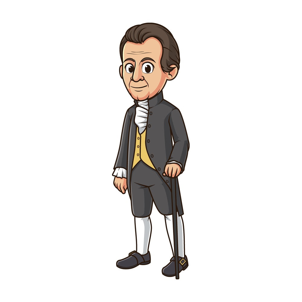 Cartoon james monroe. PNG - JPG and vector EPS file formats (infinitely scalable). Image isolated on transparent background.