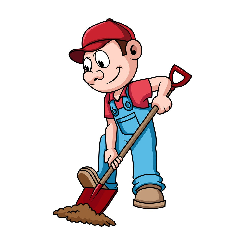 Farmer digging the soil. PNG - JPG and vector EPS file formats (infinitely scalable). Image isolated on transparent background.