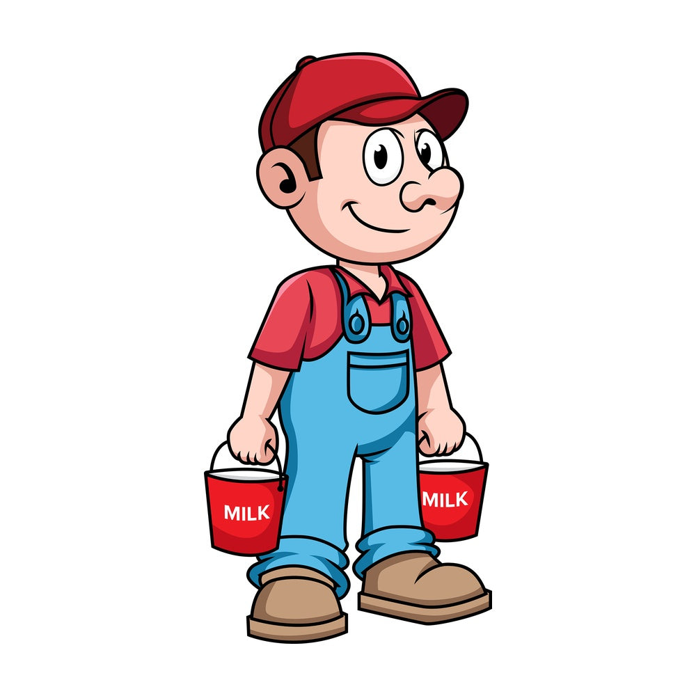 Farmer carrying buckets of milk. PNG - JPG and vector EPS file formats (infinitely scalable). Image isolated on transparent background.
