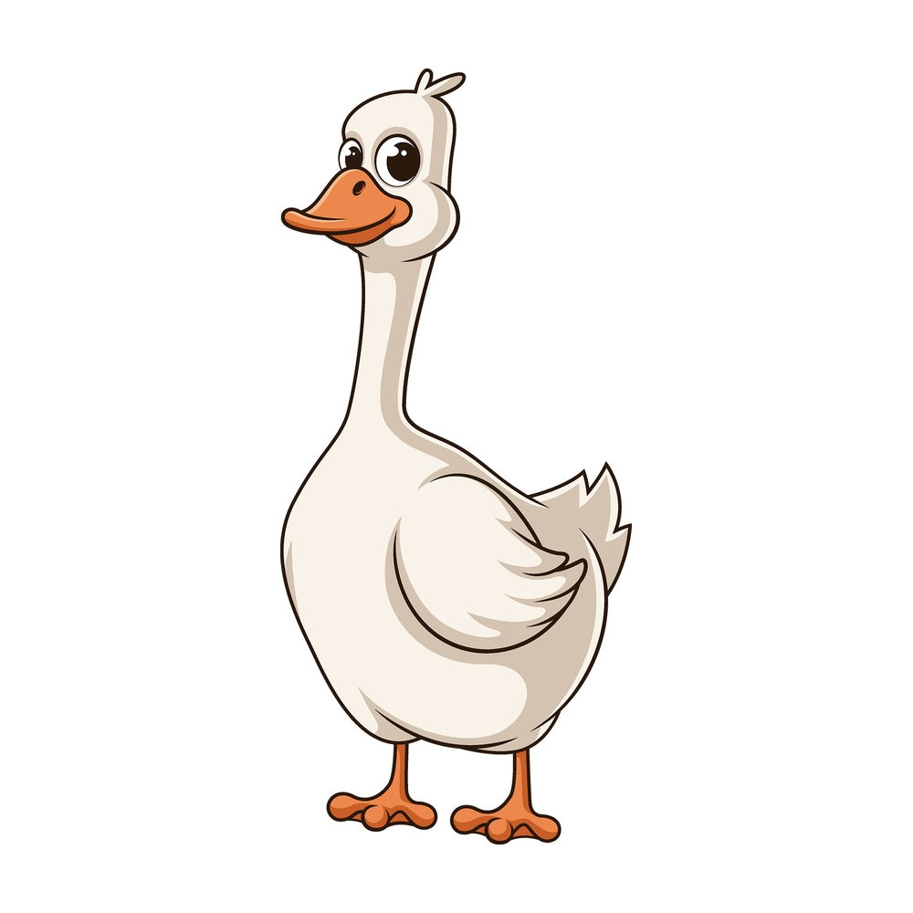 Cartoon white goose. PNG - JPG and vector EPS file formats (infinitely scalable). Image isolated on transparent background.
