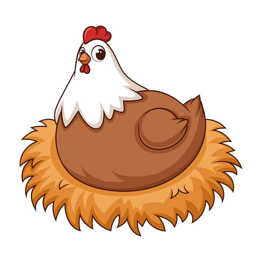 Cartoon hen on nest. PNG - JPG and vector EPS file formats (infinitely scalable). Image isolated on transparent background.