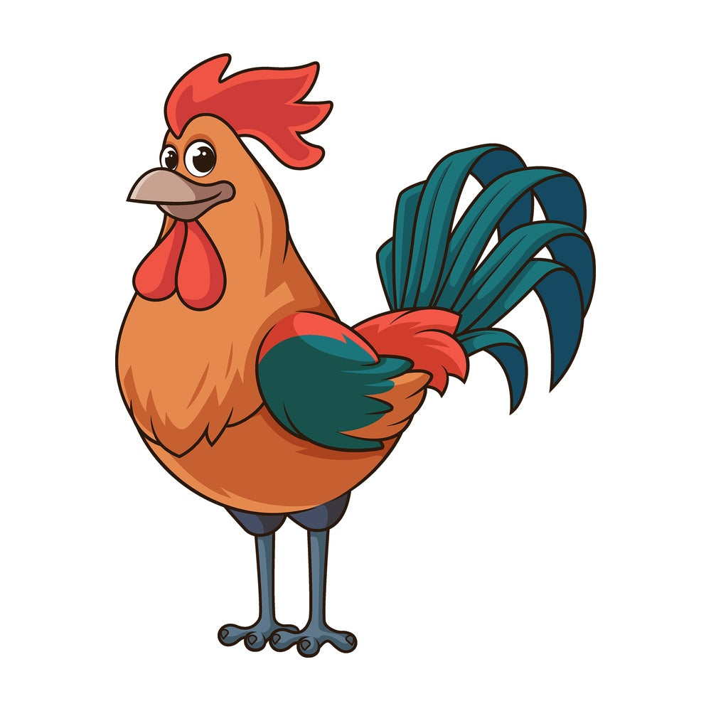 Cartoon colorful rooster. PNG - JPG and vector EPS file formats (infinitely scalable). Image isolated on transparent background.