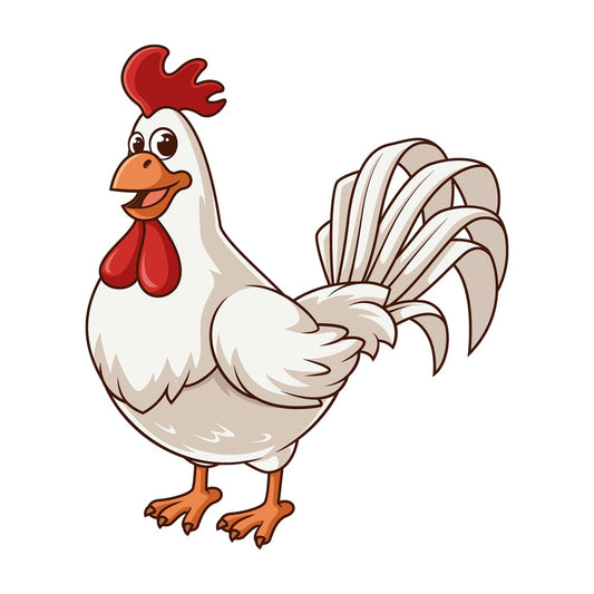 Cartoon white rooster. PNG - JPG and vector EPS file formats (infinitely scalable). Image isolated on transparent background.