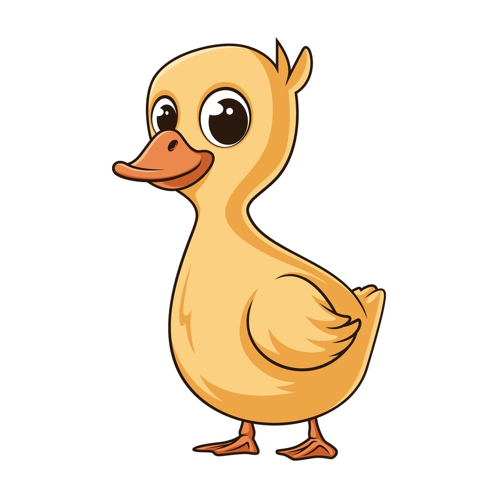 Cartoon little yellow duck. PNG - JPG and vector EPS file formats (infinitely scalable). Image isolated on transparent background.