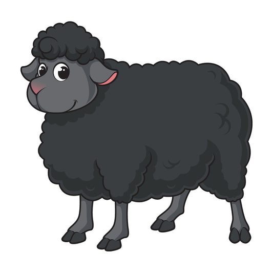 Cartoon black sheep looking happy. PNG - JPG and vector EPS file formats (infinitely scalable). Image isolated on transparent background.