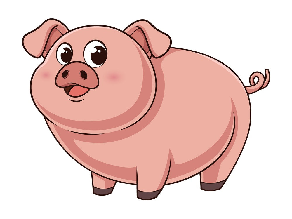 Cartoon pig looking happy. PNG - JPG and vector EPS file formats (infinitely scalable). Image isolated on transparent background.