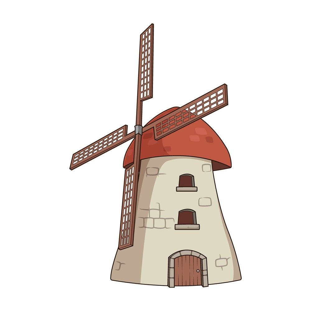 Cartoon old windmill. PNG - JPG and vector EPS file formats (infinitely scalable). Image isolated on transparent background.