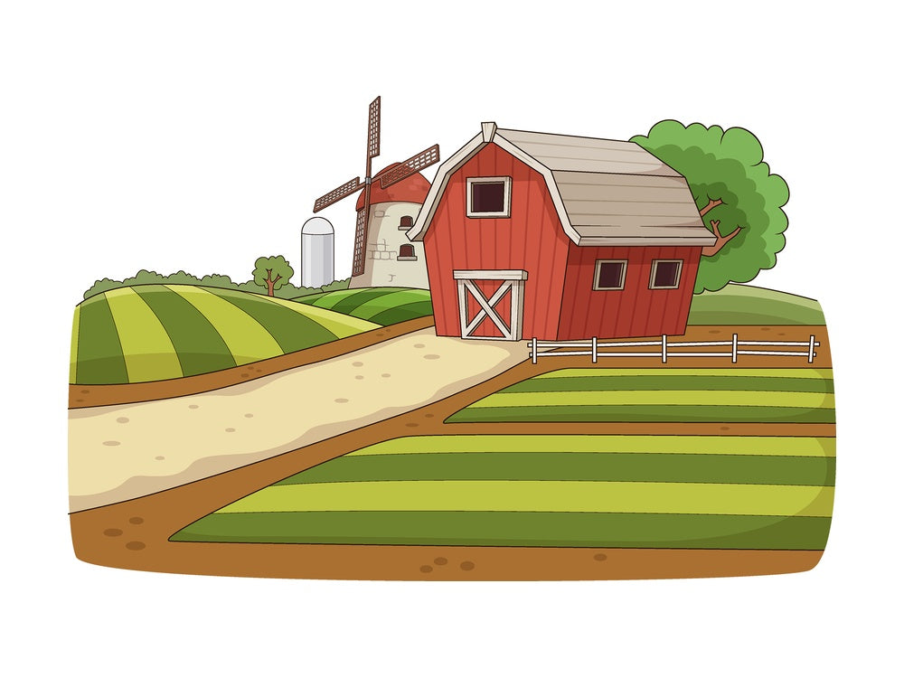Cartoon farm fields. PNG - JPG and vector EPS file formats (infinitely scalable). Image isolated on transparent background.