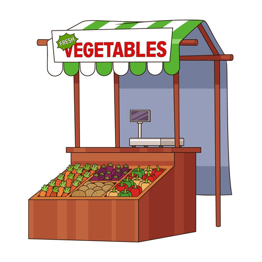 Cartoon farmer's market booth. PNG - JPG and vector EPS file formats (infinitely scalable). Image isolated on transparent background.