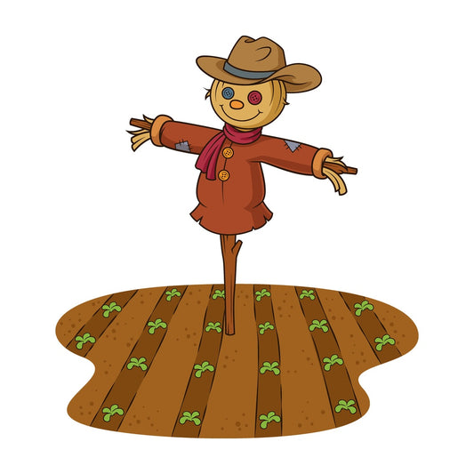 Cartoon farm field with scarecrow. PNG - JPG and vector EPS file formats (infinitely scalable). Image isolated on transparent background.