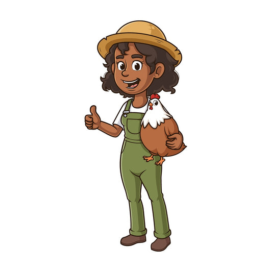 Cartoon black female farmer. PNG - JPG and vector EPS file formats (infinitely scalable). Image isolated on transparent background.