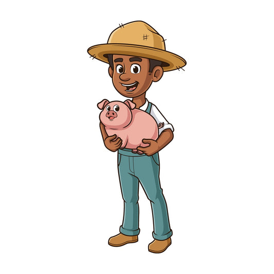 Cartoon black male farmer. PNG - JPG and vector EPS file formats (infinitely scalable). Image isolated on transparent background.