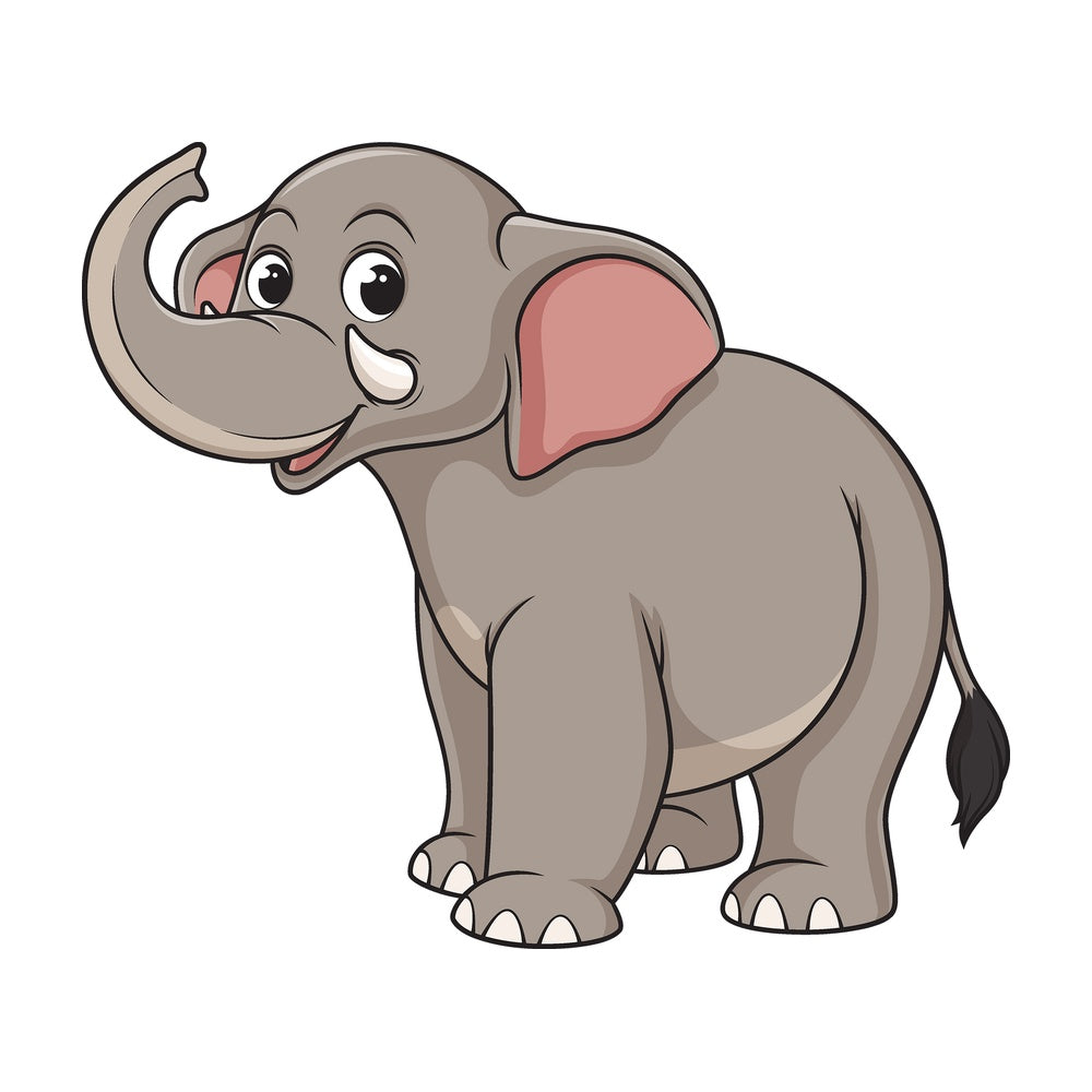 Cartoon elephant upward-pointing trunk. PNG - JPG and vector EPS file formats (infinitely scalable). Image isolated on transparent background.